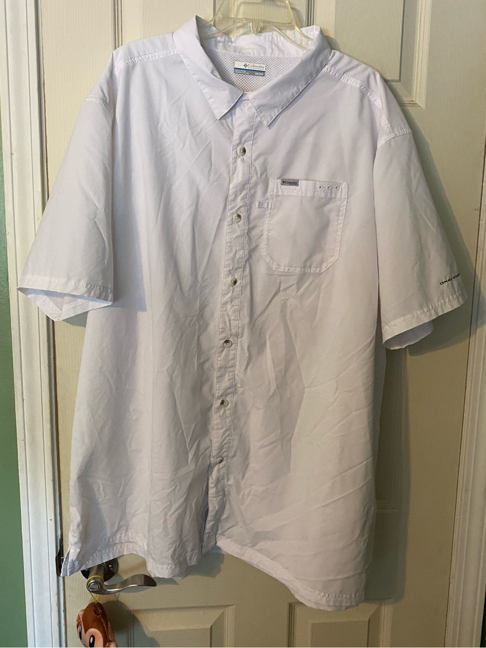 Columbia Men’s Short Sleeve Button-Down shirt performance fishing gear White 3X